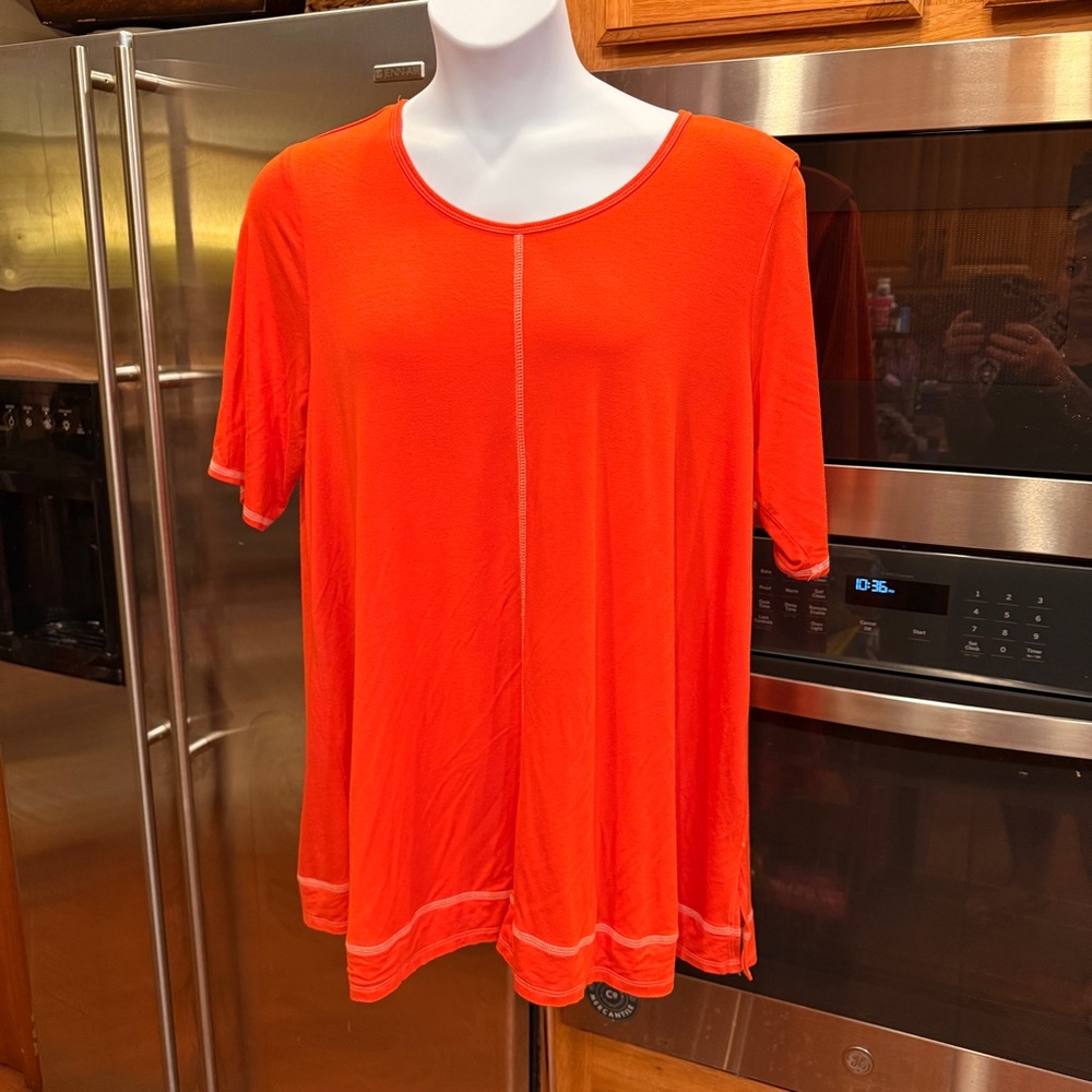 Cha Cha Vente Vibrant Orange/Coral‎ Short Sleeve Top- Tunic